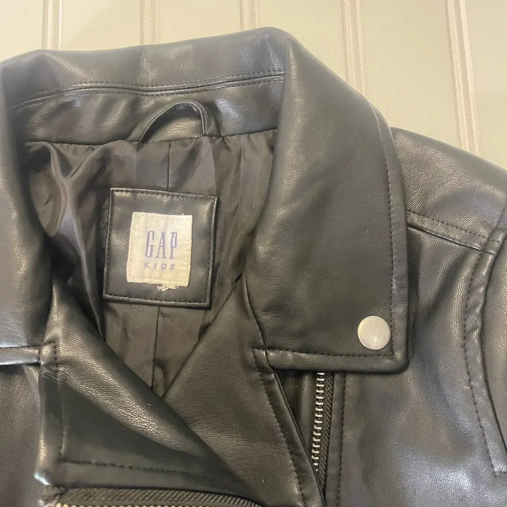 Gap Kids Faux Leather‎ Moto Jacket Size Girls Medium 8/9 READ